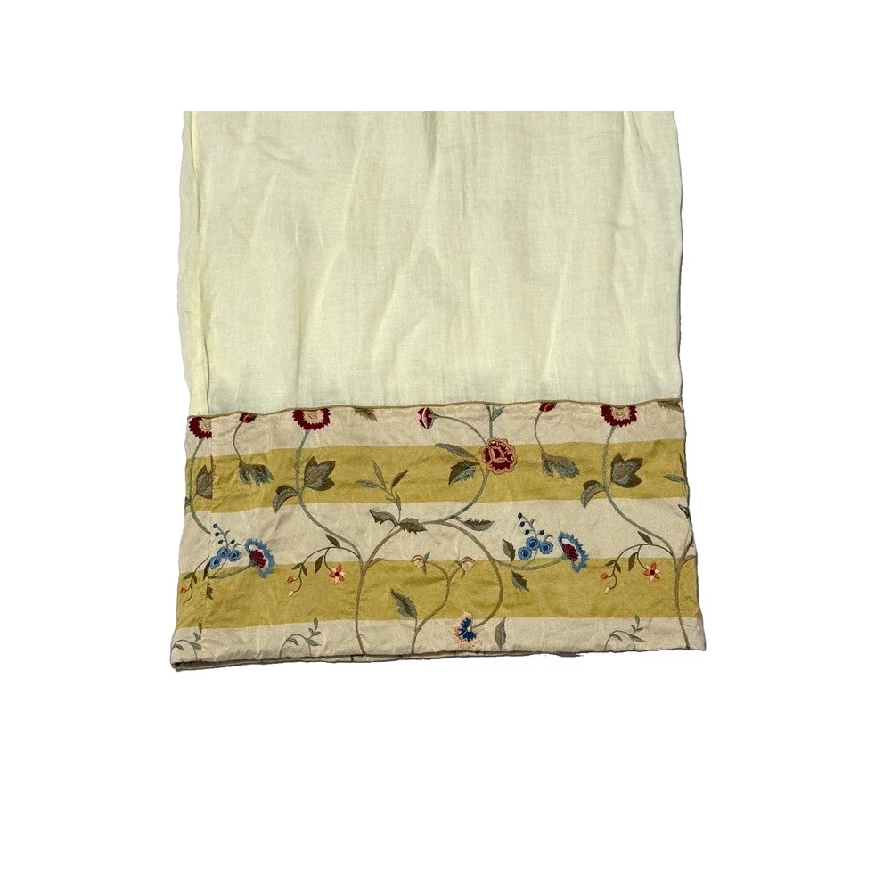 Vintage Hand Embroidered Pillowcase Decorative Cover Crewel Silk Linen Single